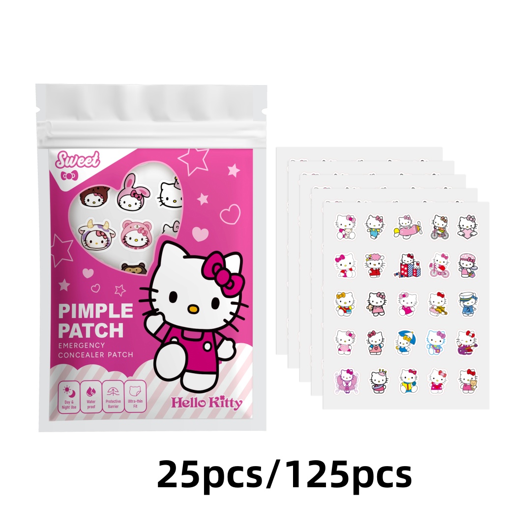 Hydrocolloid Acne Patch - 25/125PCS Autocollants anti-imperfections Hello Kitty, Patchs