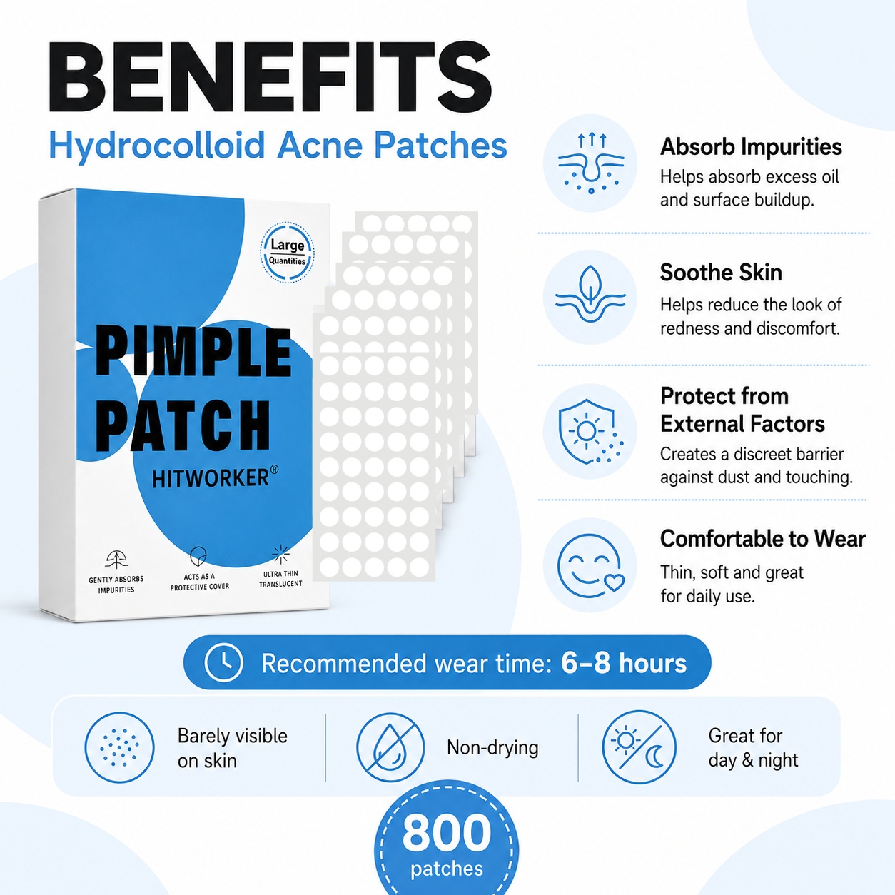 800 Patchs Hydrocolloïdes pour - Hydrocolloid Acne Patch avis et prix